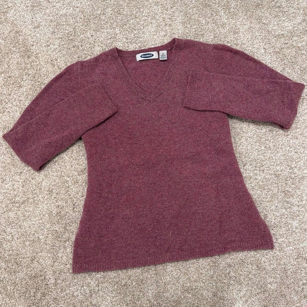 Rare 90s Vintage Old Navy Lambswool Sweater | Heather Burgundy | Medium